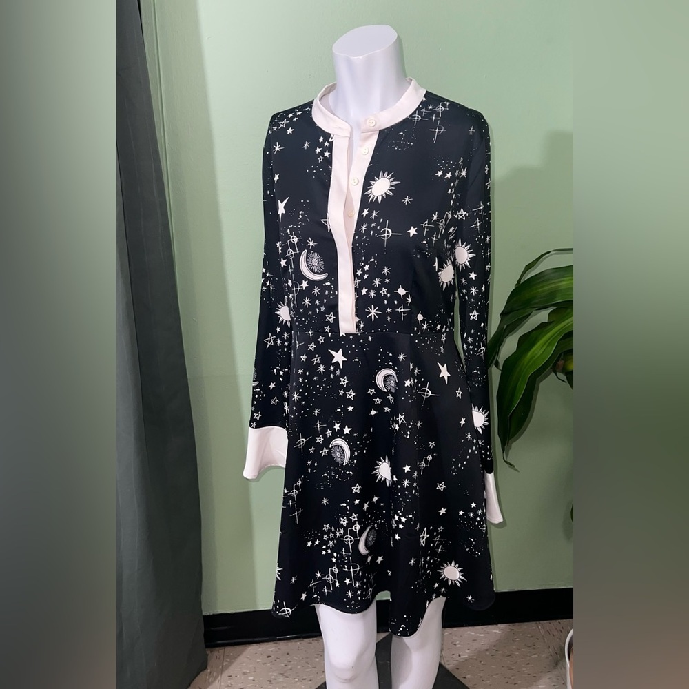 Modcloth Black and light cream Celestial Mini Dress - Picture 2 of 5